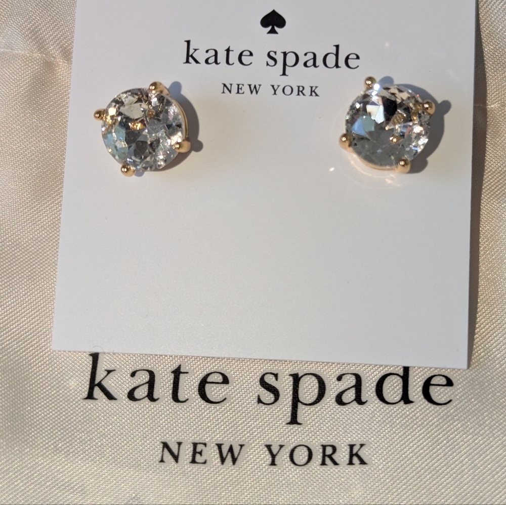 NWT+ Pouch Kate Spade Gumdrop Studs in Clear